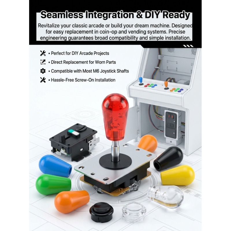 Joystick Arcade Parts - 1 Pezzo Joystick M6 con Testa