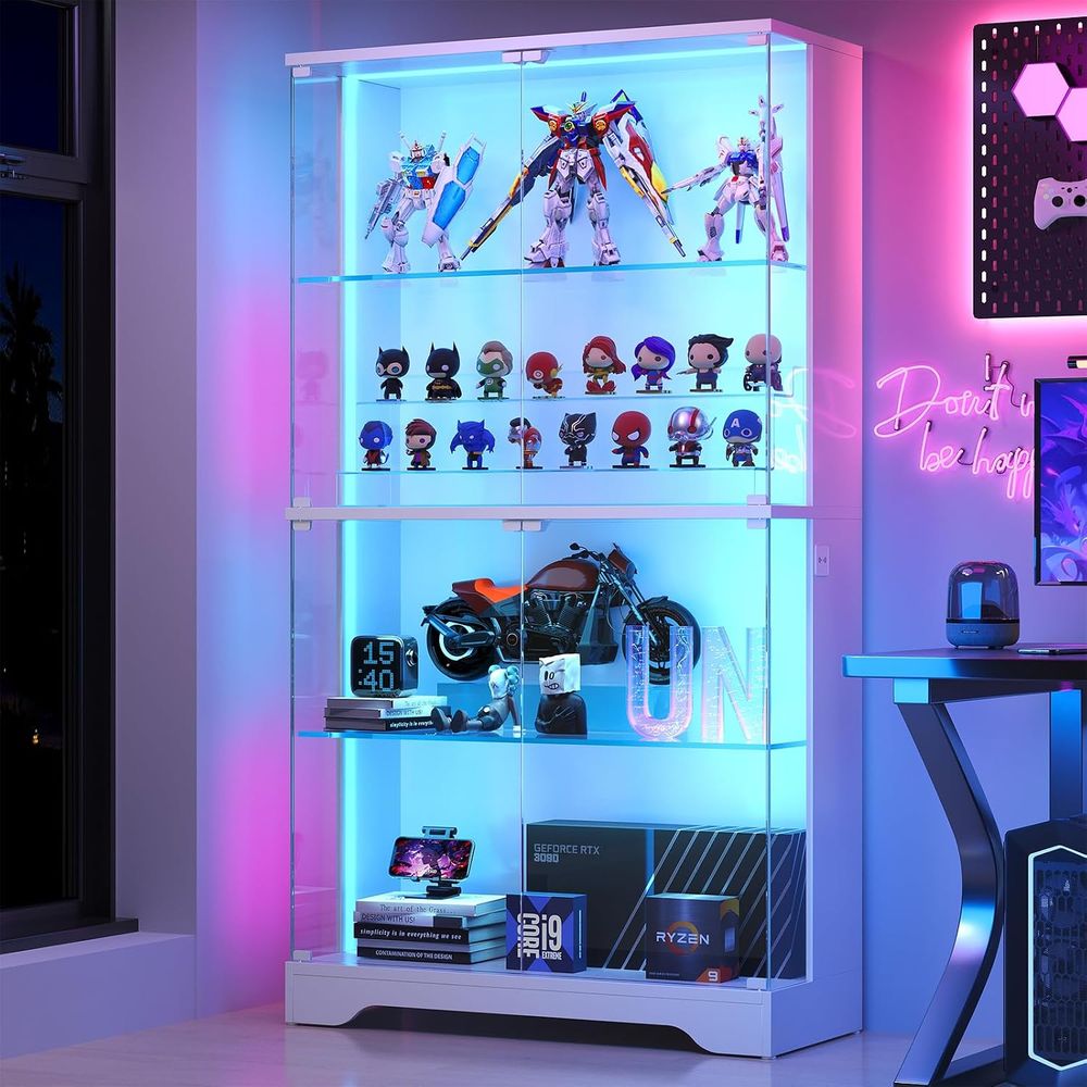 Glass Cabinet Display - Vetrina in Vetro a 4 Ripiani