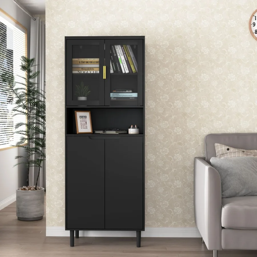 Glass Cabinet Display - Libreria Alta con 2 Ante in