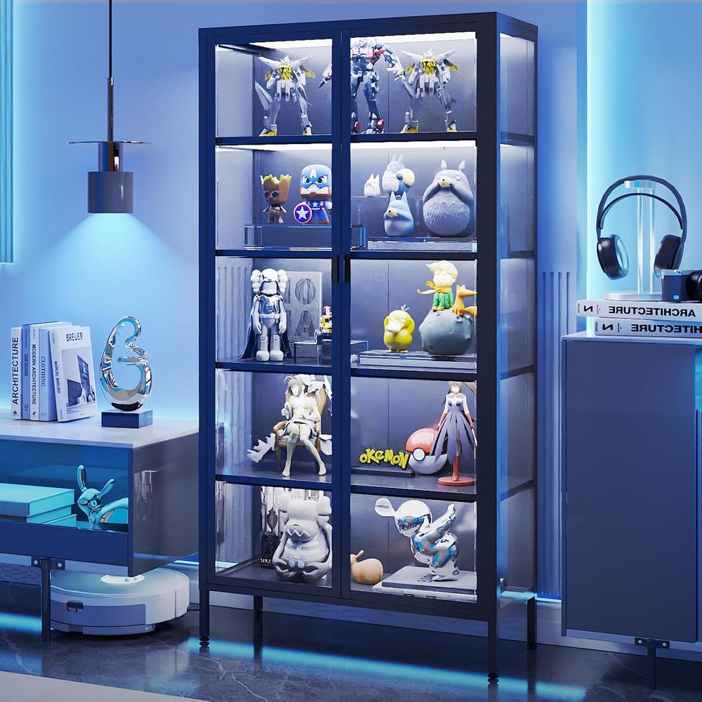 Glass Cabinet Display - Vetrina alta in vetro con luci
