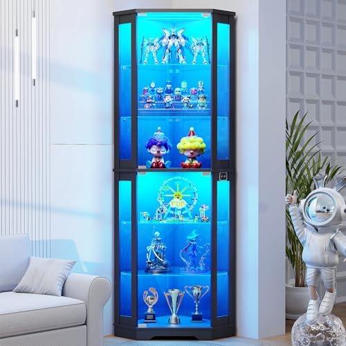 Glass Cabinet Display - Vetrina Angolare da 71 Pollici con