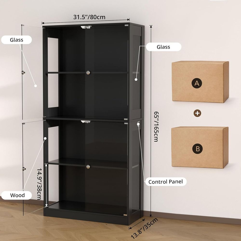 Vetrina con Porta in Vetro, 4  - Glass Cabinet Display recensione e prezzo