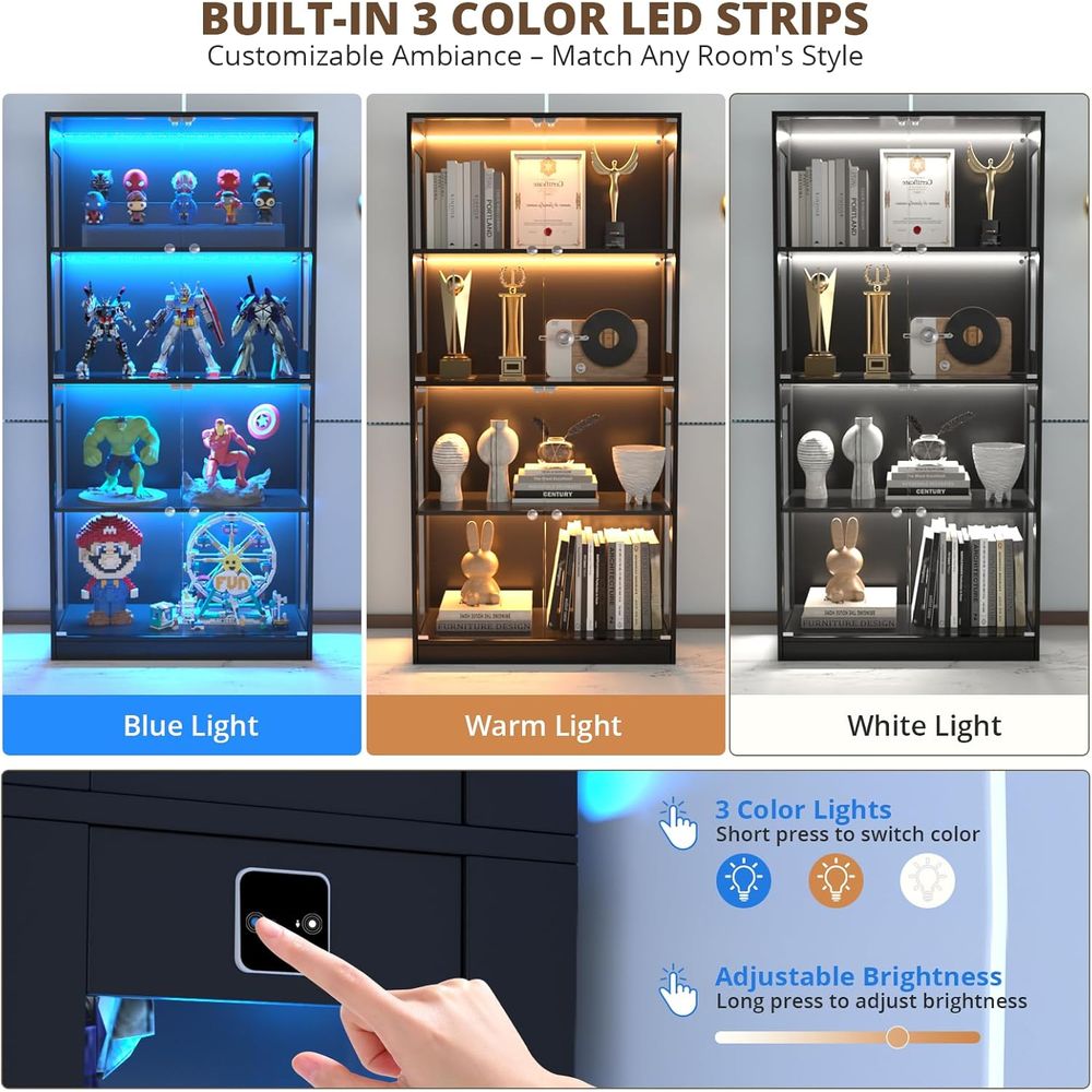 Vetrina con Porta in Vetro, 4  - Glass Cabinet Display recensione e prezzo