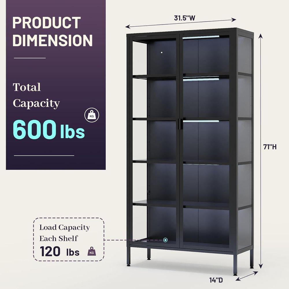 Vetrina alta in vetro con luci - Glass Cabinet Display recensione e prezzo
