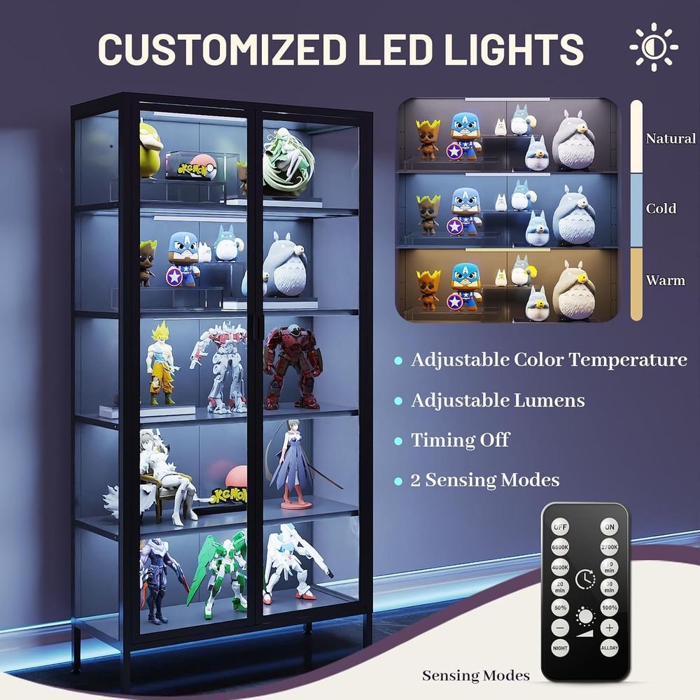 Vetrina alta in vetro con luci - Glass Cabinet Display recensione e prezzo
