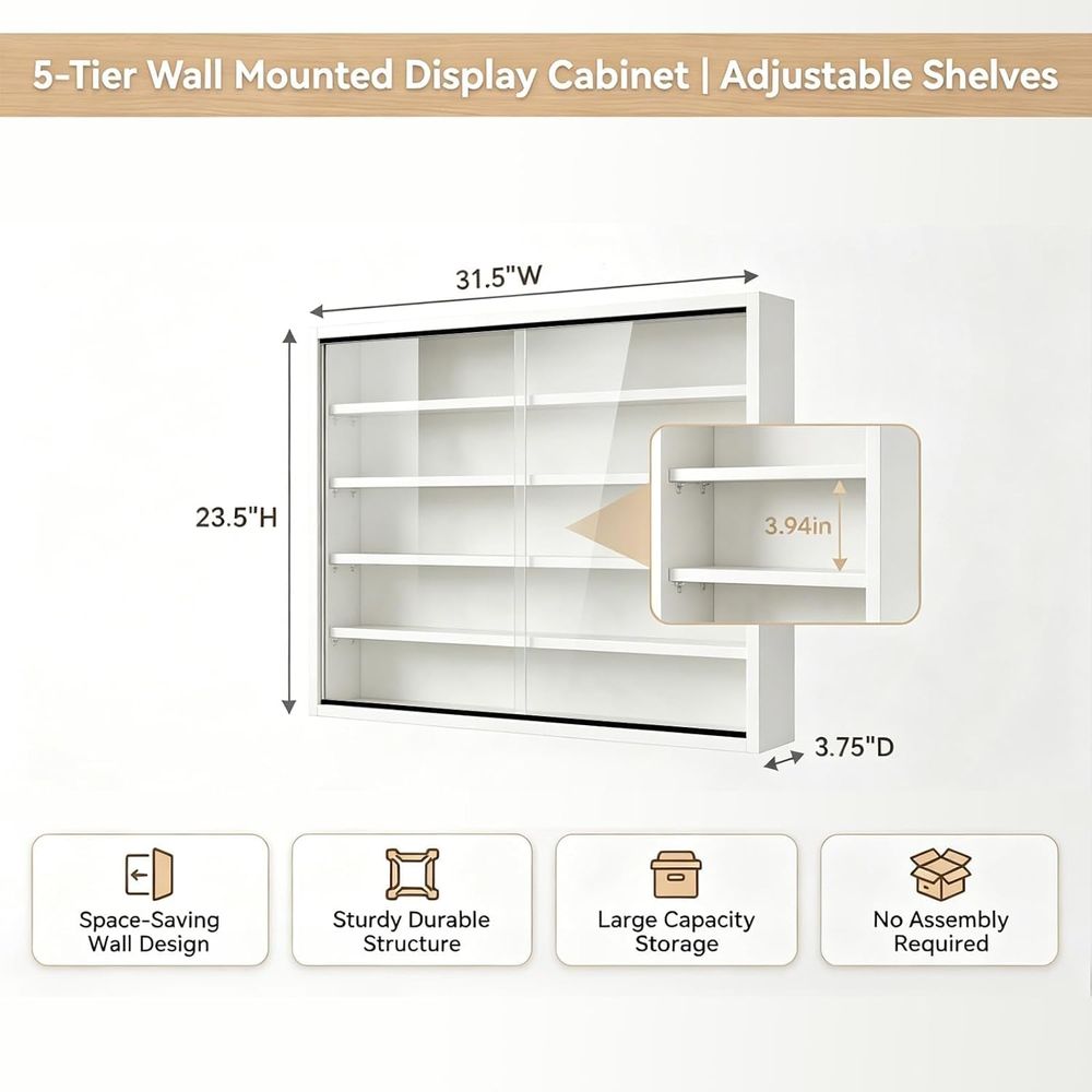 Espositore da Parete a 5 Ripia - Glass Cabinet Display recensione e prezzo