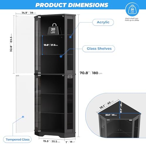 Vetrina Angolare da 71 Pollici - Glass Cabinet Display recensione e prezzo